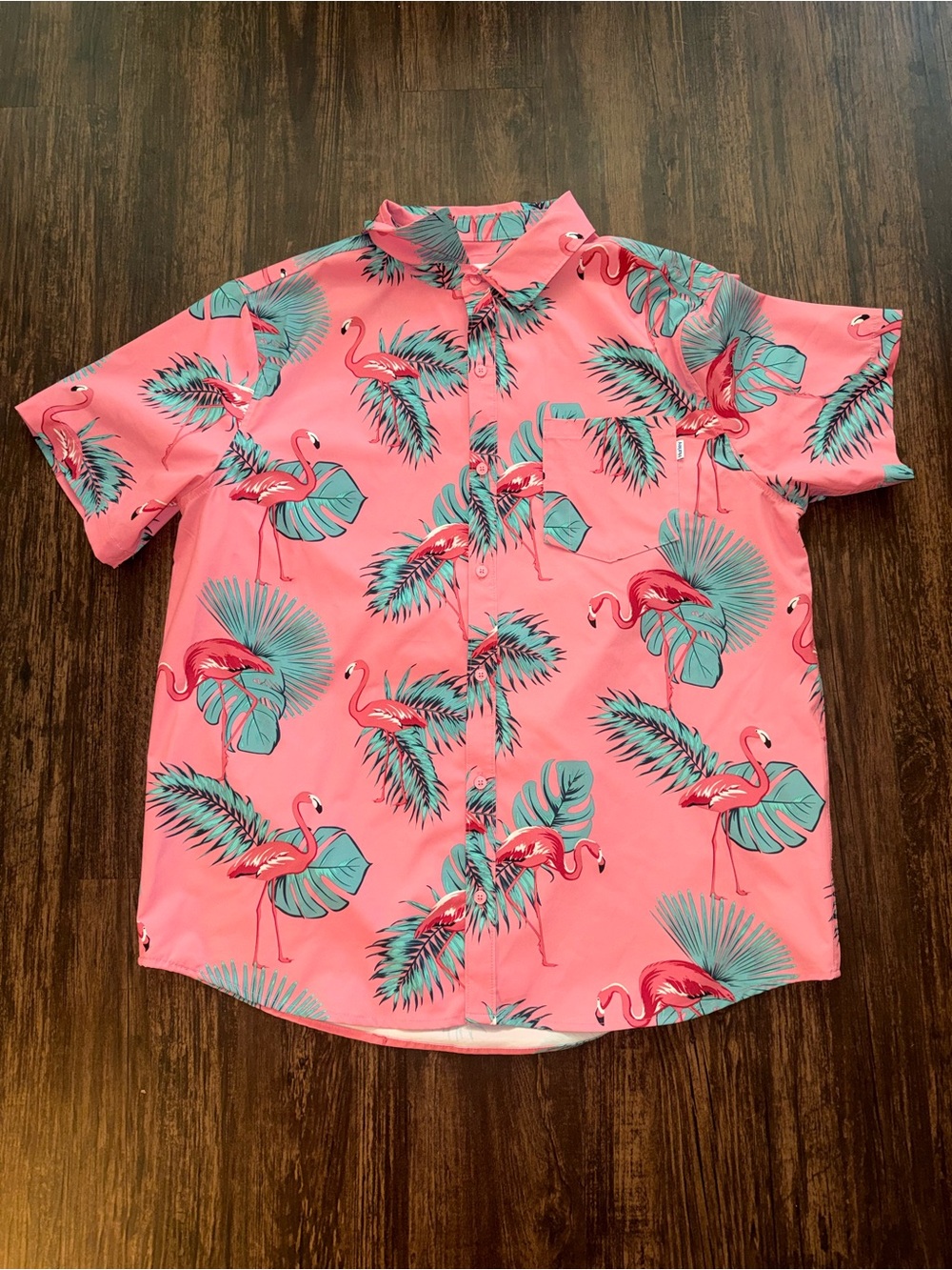 Hurley Coral Pink Flamingo Button-Down Shirt XL